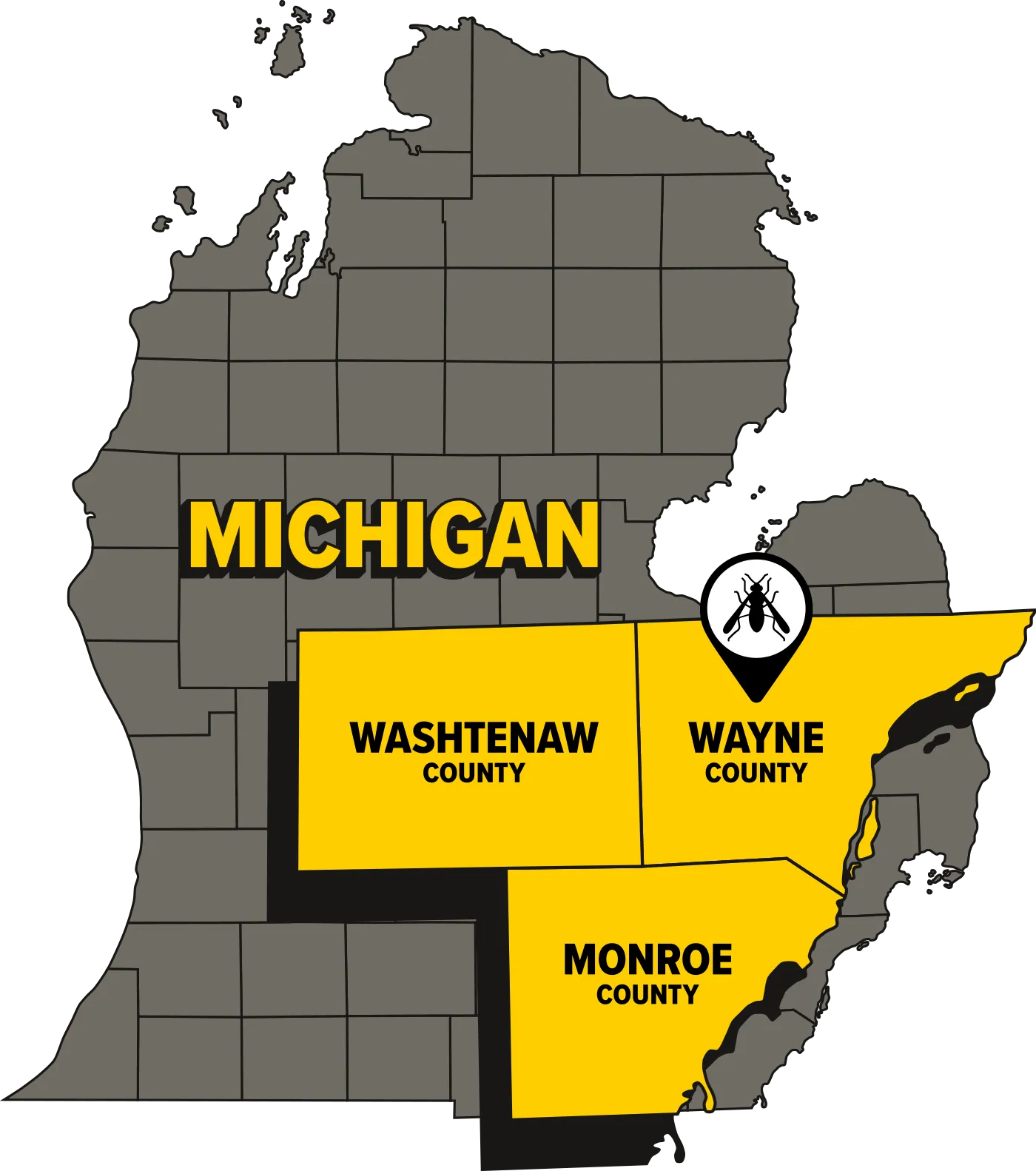 All Seasons Pest Control Service Area Map Michigan